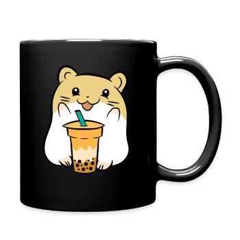 Boba Tea Lover Cute Guinea Pig With Bubble Tea - Full Colour Mug - black - Right