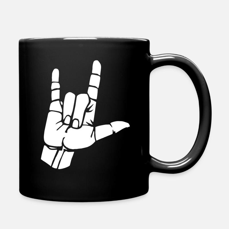 I LOVE YOU - Design mit deutscher Gebärdensprache - Tasse einfarbig - Schwarz