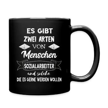 Sozialarbeit Sozialpädagoge Lustiger Soziale Arbei - Tasse einfarbig - Schwarz - Rechts