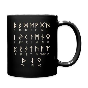 Runic Alphabet Elder Futhark Runes - Full Colour Mug - black - Right