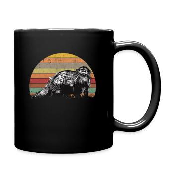 Otter Retro Fischotter Vintage Seeotter - Tasse einfarbig - Schwarz - Rechts