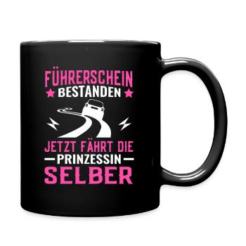 Führerschein Auto Geschenk - Tasse einfarbig - Schwarz - Rechts