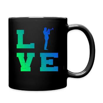 Damen Trompete Herren Jazz Trompeter Trompetenspie - Tasse einfarbig - Schwarz - Rechts