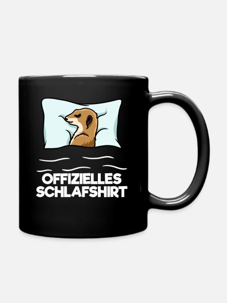 Offizielles Schlafshirt Erdmännchen Nachthemd - Tasse einfarbig - Schwarz