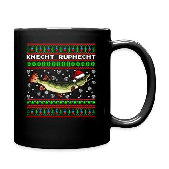 Knecht Ruphecht Hecht Ugly Christmas Angeln - Tasse einfarbig - Schwarz - Rechts