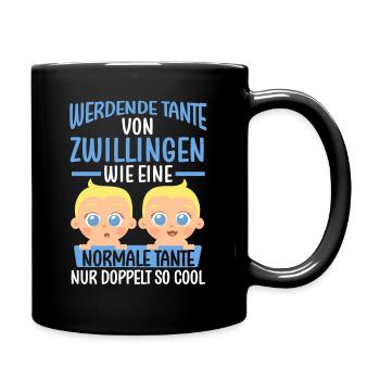 Werdende Tante von Zwillingen - Tasse einfarbig - Schwarz - Rechts
