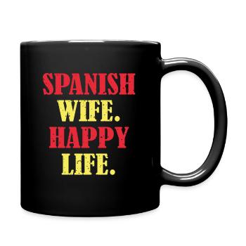 Spanish wife happy life - Tasse einfarbig - Schwarz - Rechts