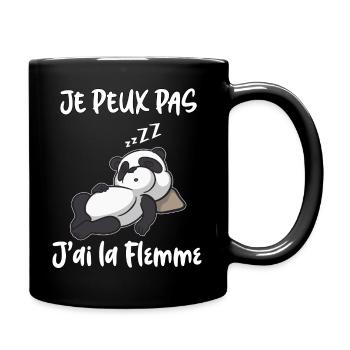 Humour Panda, je peux pas j'ai la flemme - Mug uni - noir - Droite