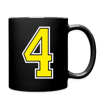 Numéro 4 Design jaune - Mug uni - noir - Droite