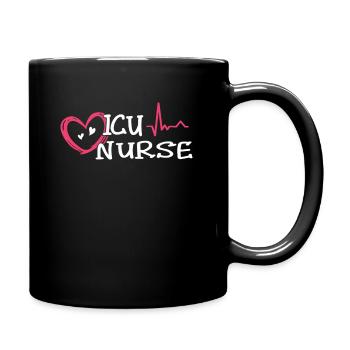 Intensive Nurse Heart ICU Nurse - Full Colour Mug - black - Right
