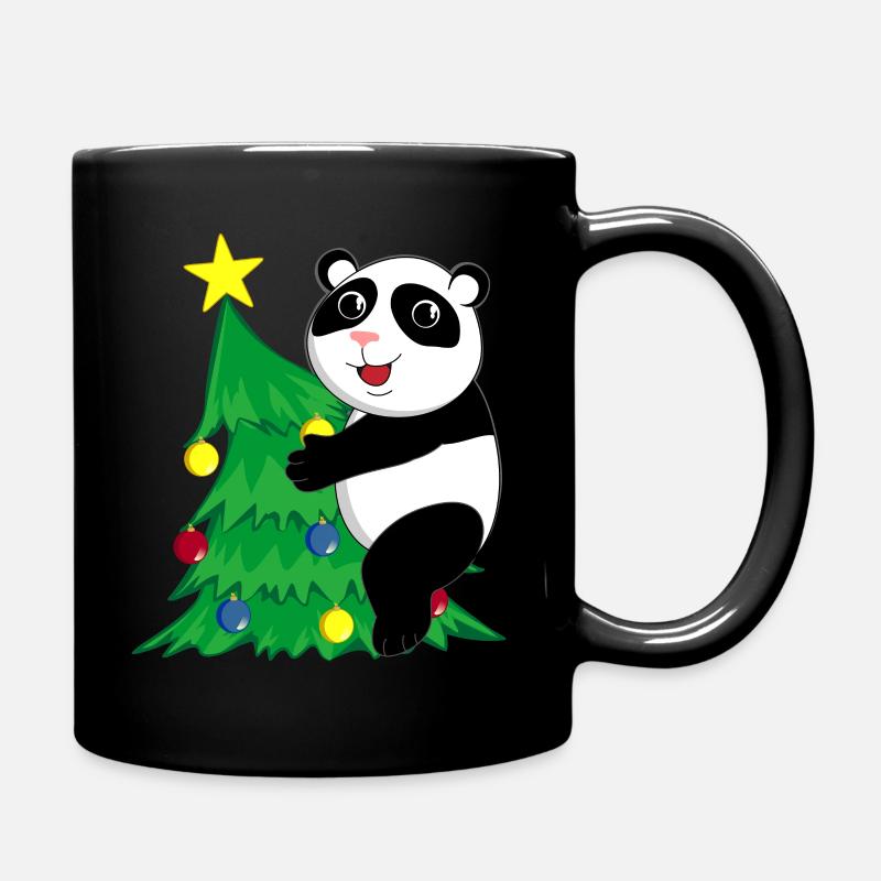 Weihnachts Panda - Tasse einfarbig - Schwarz