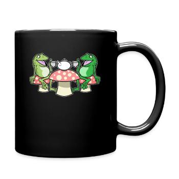 Cottagecore Aesthetic Frog Tea Time Fairycore - Full Colour Mug - black - Right