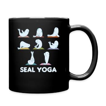 Robben Yoga süße Robben Yogamatte Sport - Tasse einfarbig - Schwarz - Rechts