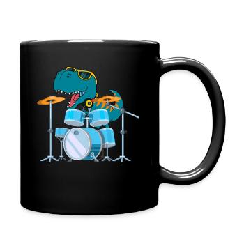 Funny Dinosaur Drums Gift - Full Colour Mug - black - Right