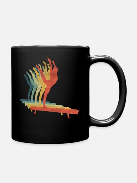 Gymnast-Mädchen auf Balance-Strahl-Retro - Tasse einfarbig - Schwarz