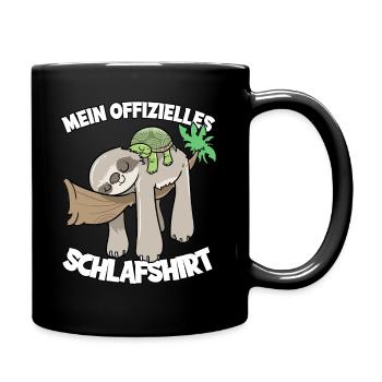 Mein Offizielles Schlafshirt Faultier Schildkröte - Tasse einfarbig - Schwarz - Rechts