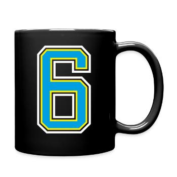 Number Number 6 In Blue - Full Colour Mug - black - Right