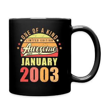 Geburtstag Januar 2003 - Tasse einfarbig - Schwarz - Rechts