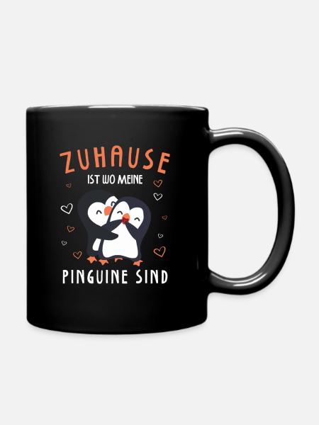 Zuhause ist wo meine Pinguine sind Pinguin - Tasse einfarbig - Schwarz
