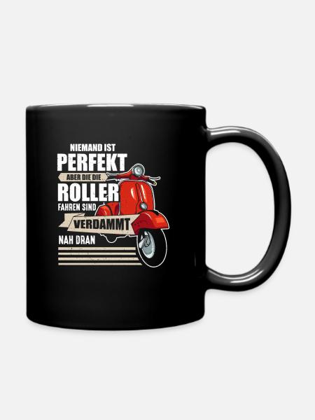 Niemand Ist Perfekt Rollerfahrer Sind Nah Dran - Tasse einfarbig - Schwarz