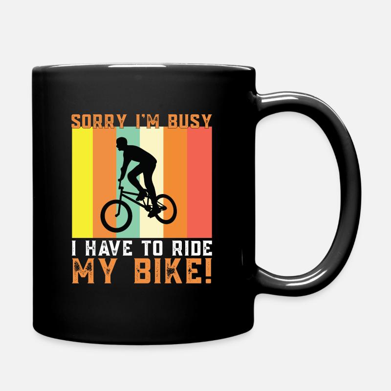 Fahrrad, Radfahren,Radfahrer - Tasse einfarbig - Schwarz