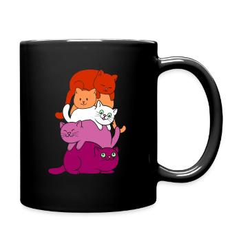 Lesbian Katze Katzen Stapel - Tasse einfarbig - Schwarz - Rechts