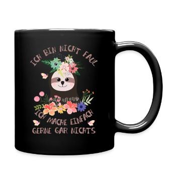 Faultier - Tasse einfarbig - Schwarz - Rechts