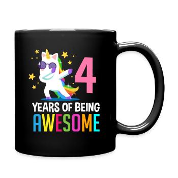 4ème anniversaire 4 ans licorne chemise d’anniversaire - Mug uni - noir - Droite