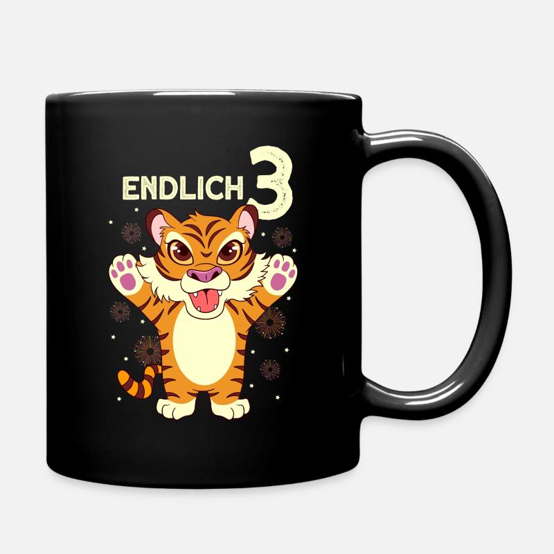 Endlich 3 - Tiger 3. Geburtstag - Tasse einfarbig - Schwarz