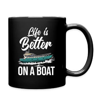 Boot Crew Kapitän Motorboot Yacht Boot - Tasse einfarbig - Schwarz - Rechts
