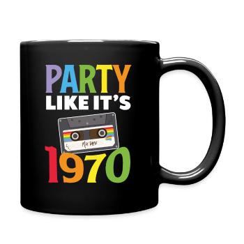 70er Jahre Party Outfit Kostüm 70er Party - Tasse einfarbig - Schwarz - Rechts