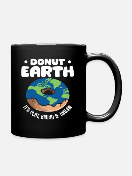 Donut Earth – Plat, rond et creux - Mug uni - noir