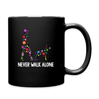 Never Walk Alone Hunde Gassi Blumen - Tasse einfarbig - Schwarz - Rechts