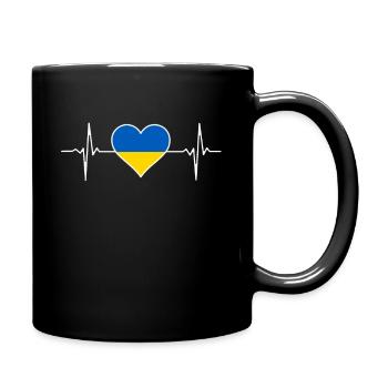 Ukraine Flagge Herzschlag EKG Puls Heimat Geschenk - Tasse einfarbig - Schwarz - Rechts