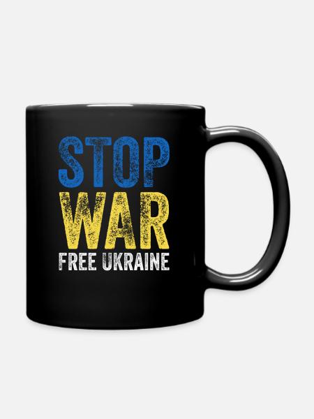 Ukraine Stop War - Tasse einfarbig - Schwarz