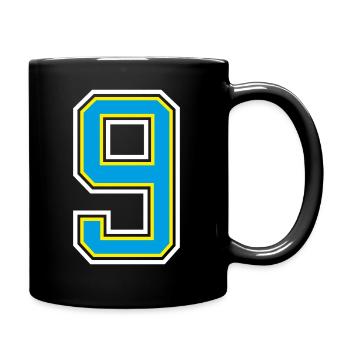 Number 9 Blue design - Full Colour Mug - black - Right