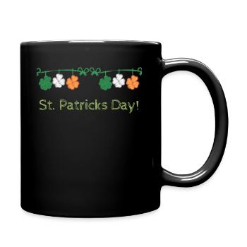 St. Patricks Day Klee Kleeblatt Irisch Irland Grün - Tasse einfarbig - Schwarz - Rechts