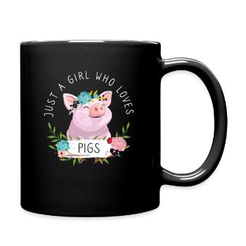 Just A Girl Who Loves Pigs - Tasse einfarbig - Schwarz - Rechts