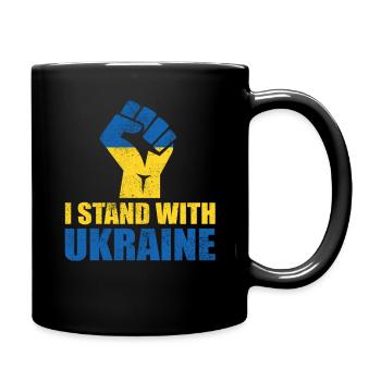 Je soutiens l’Ukraine Je suis aux côtés de l’Ukraine - Mug uni - noir - Droite