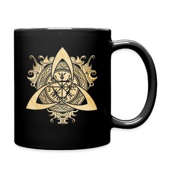Triquetra Viking Compass Vegvisir Nœud Ornement - Mug uni - noir - Droite