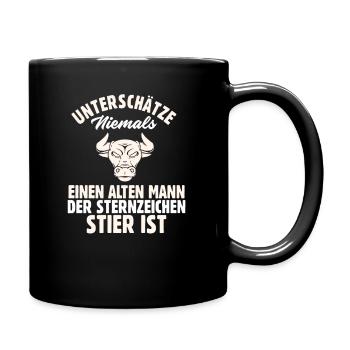 Sternzeichen Stier - Tasse einfarbig - Schwarz - Rechts