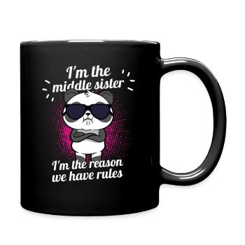 Mittlere Schwester - Panda Bär - Tasse einfarbig - Schwarz - Rechts