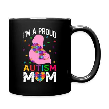 Proud Autism Mom - Autism Awareness - Full Colour Mug - black - Right