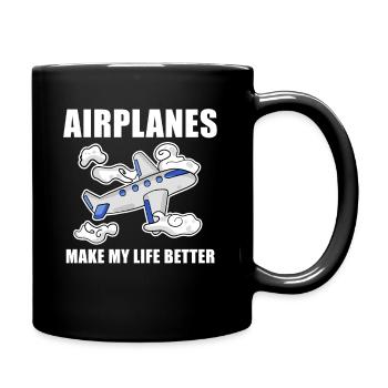 Avion - Mug uni - noir - Droite