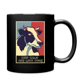 Keep Calm and Love Cow ́s Cool Cow Motif - Full Colour Mug - black - Right