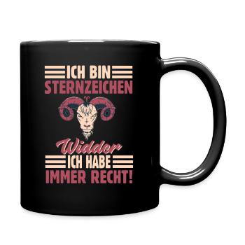 Sternzeichen Widder - Tasse einfarbig - Schwarz - Rechts