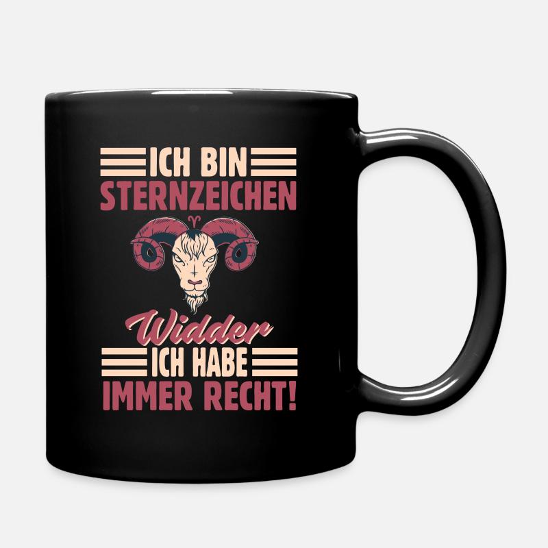 Sternzeichen Widder - Tasse einfarbig - Schwarz