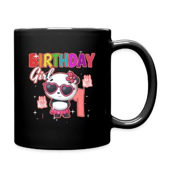 Geburtstagskind 1 Panda - Tasse einfarbig - Schwarz - Rechts