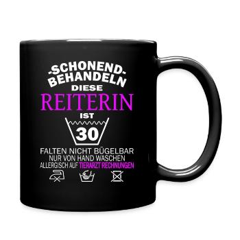 Reiterin & Pferd - 30. Geburtstag - Tasse einfarbig - Schwarz - Rechts