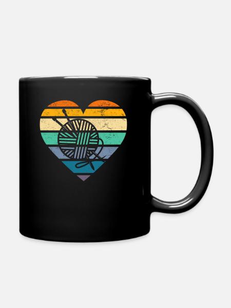Retro Knitting Knitting Needle Knitting Needle Knitting - Full Colour Mug - black